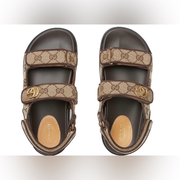 Gucci Double G Sandal Beige Ebony size 35 771575 G1730 9755 - Picture 3 of 11